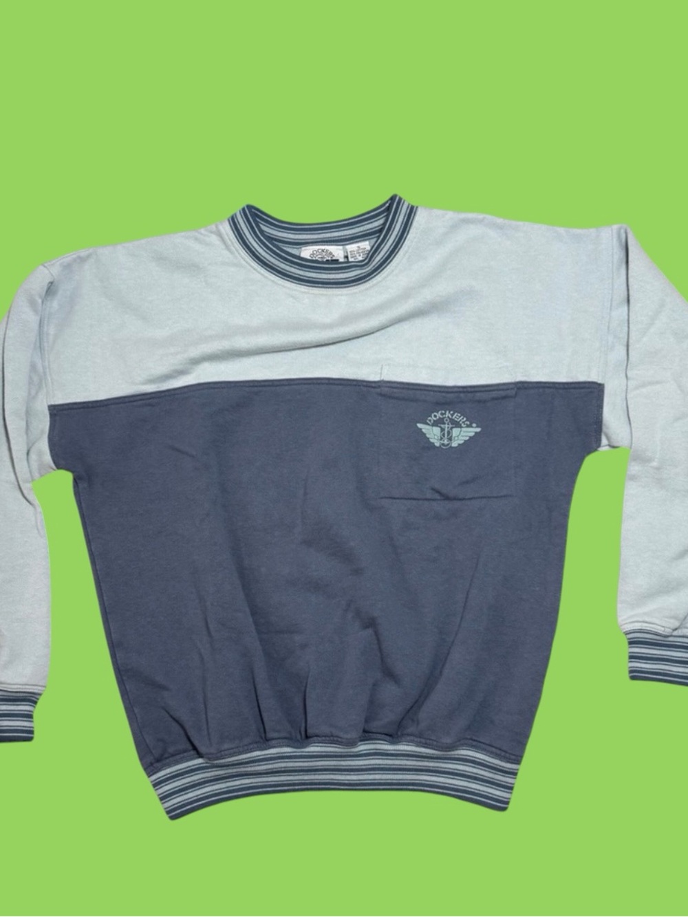 Vintage 90s Blue Dockers Pocket Sweatshirt Size Men’s Small Retro Indie